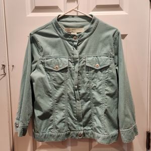 Anthropologie/Sitwell Corduroy Cropped Jacket, Size 12, Aqua/Seafoam